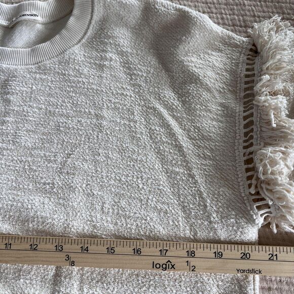 Ulla Johnson Sweater Womens Small Fringe Sleeve Pullover Textured Boho Neutral - Picture 13 of 15